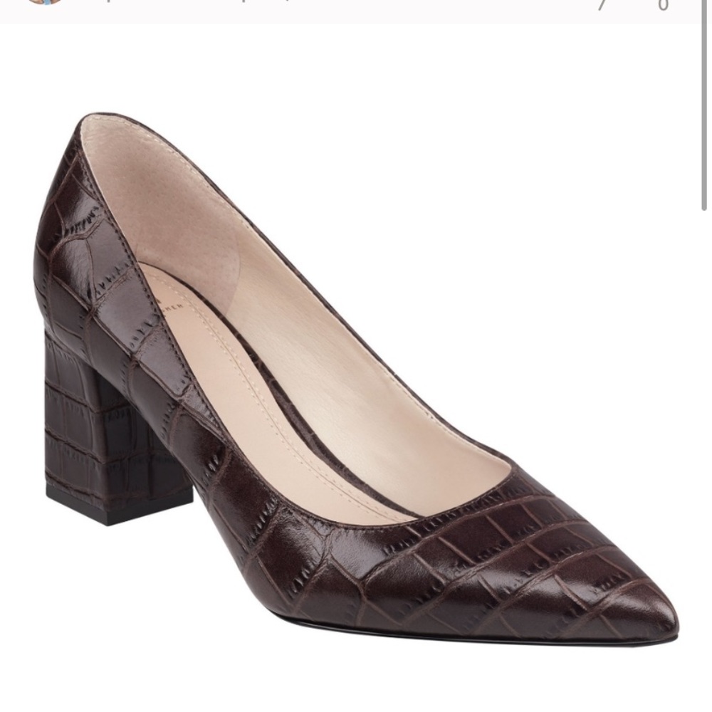 Elegant Marc Fisher Brown Block Heel Pumps